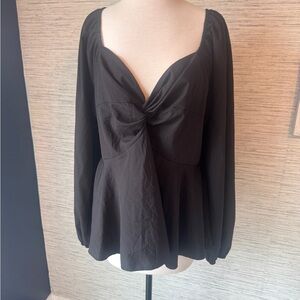 Amazon Black Twist Front Blouse. Cute neckline design front.